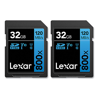 Lexar BLUE Series SDHC Memory Card, UHS-I U1 Class 10, 32 GB, 2/Pack (LXR8032GB2NNU)