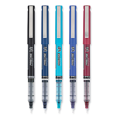 Pilot Precise V5 Rollerball Pen, Stick, Extra-Fine 0.5 mm, Assorted Ink and Barrel Colors, 5/Pack (15157)