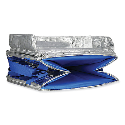 PackIt Fresh Eco Freeze Tote, (2) Blue Nylon Shoulder Straps, (2) Blue Nylon Strap Handles, 13.5" x 9" x 13", Silver/Blue, 4/Carton (PKFUDMAG)