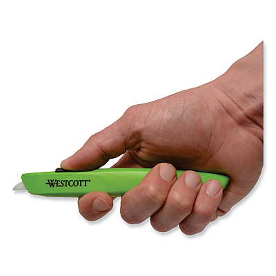 Westcott Safety Ceramic Blade Box Cutter, 0.5" Blade, 6.15" Plastic Handle, Green (ACM17519)