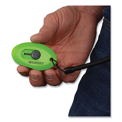 Westcott Compact Safety Ceramic Blade Box Cutter, Retractable Blade, 0.5" Blade, 2.5" Plastic Handle, Green (ACM16474)