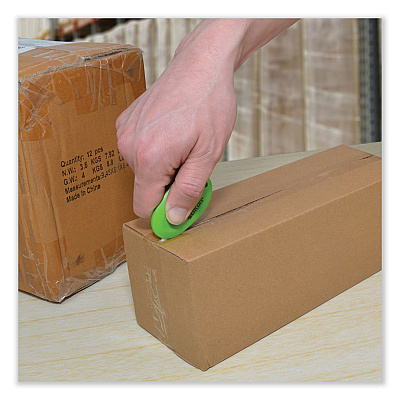 Westcott Compact Safety Ceramic Blade Box Cutter, Retractable Blade, 0.5" Blade, 2.5" Plastic Handle, Green (ACM16474)