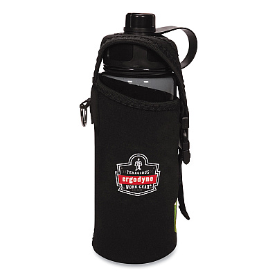 ergodyne Chill-Its 5151 Plastic Wide Mouth Water Bottle, 34 oz, Black (EGO13152)