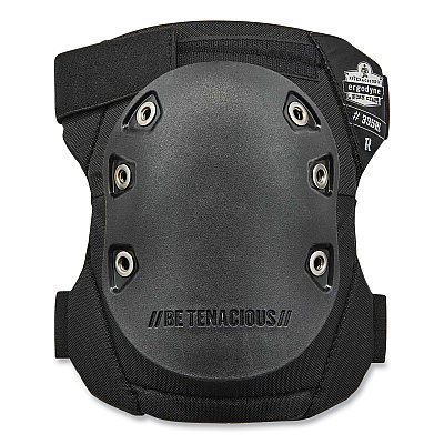 ergodyne ProFlex 335HL Slip-Resistant Black Rubber Cap Knee Pads, Hook and Loop Closure, Pair (EGO18336)