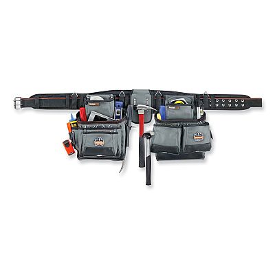 ergodyne Arsenal 5500 28-Pocket Synthetic Tool Rig, Fits Waist 40" to 54", Polyester, Gray (EGO13602)