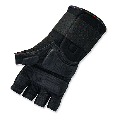 ergodyne ProFlex 910 Half-Finger Impact Gloves + Wrist Support, Black, 2X-Large, Pair (EGO17716)