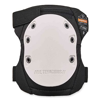 ergodyne ProFlex 315HL Abrasion-Resistant Knee Pad, Long Textured White Hard Cap, Hook and Loop Closure, Pair (EGO18316)