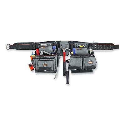 ergodyne Arsenal 5500 28-Pocket Synthetic Tool Rig, Fits Waist 32" to 46", Polyester, Gray (EGO13601)