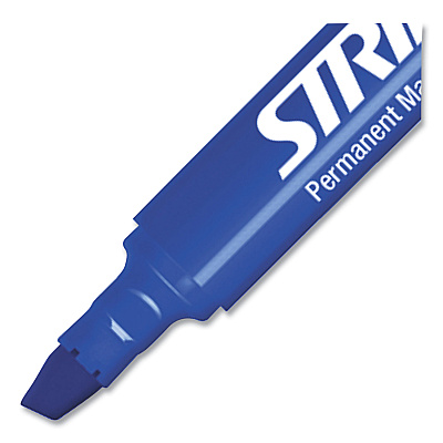 StrideMark Tank Permanent Marker, Broad Chisel Tip, Blue, 12/Pack (STW22002)