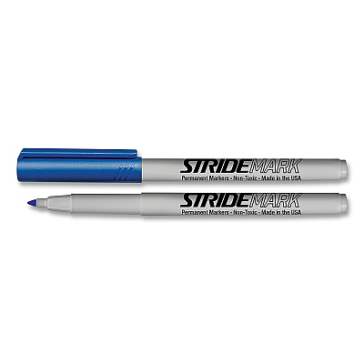 StrideMark Permanent Marker, Fine Bullet Tip, Blue, 12/Pack (STW27002)