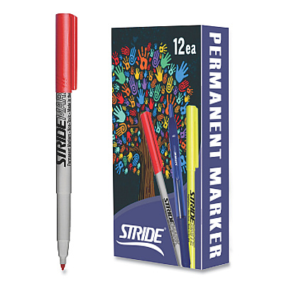 StrideMark Tank Permanent Marker, Broad Chisel Tip, Red, 12/Pack (STW27003)