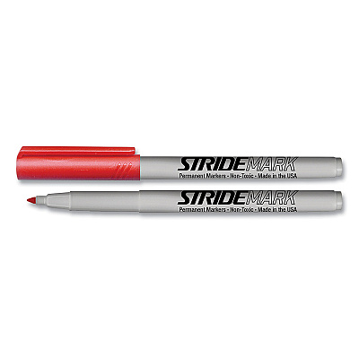 StrideMark Tank Permanent Marker, Broad Chisel Tip, Red, 12/Pack (STW27003)