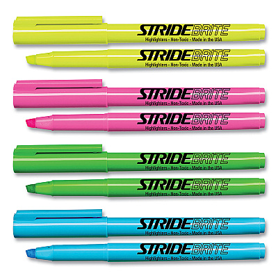 StrideBrite Stick Highlighters, Assorted Ink Colors, Chisel Tip, Assorted Barrel Colors, 24/Pack (STW47024)