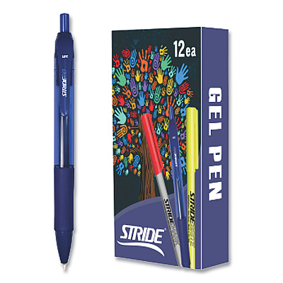 StrideRio Gel Pen, Retractable, Medium 0.7 mm, Blue Ink, Translucent Blue Barrel, 12/Box (STW52002)