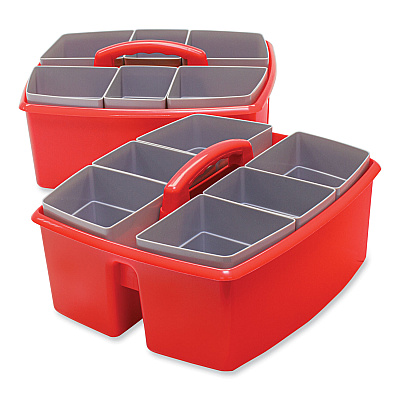 Storex Large Caddy with Sorting Cups, Red, 2/Carton (STX00981U02C)