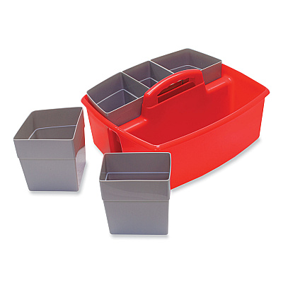 Storex Large Caddy with Sorting Cups, Red, 2/Carton (STX00981U02C)
