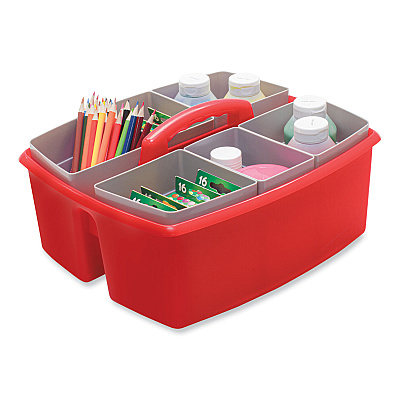 Storex Large Caddy with Sorting Cups, Red, 2/Carton (STX00981U02C)