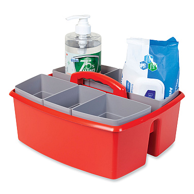 Storex Large Caddy with Sorting Cups, Red, 2/Carton (STX00981U02C)
