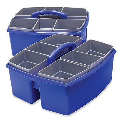 Storex Large Caddy with Sorting Cups, Blue, 2/Carton (STX00985U02C)