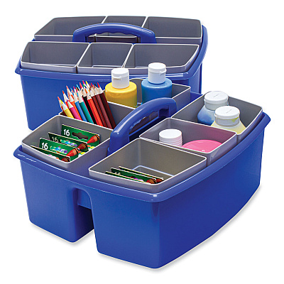Storex Large Caddy with Sorting Cups, Blue, 2/Carton (STX00985U02C)