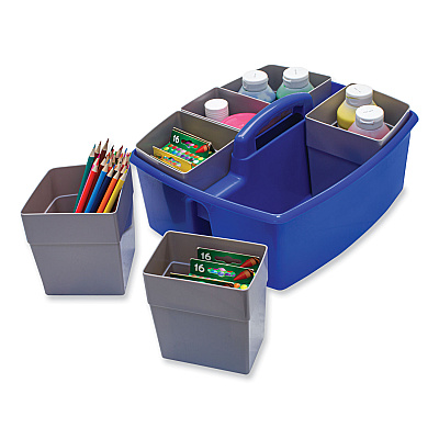 Storex Large Caddy with Sorting Cups, Blue, 2/Carton (STX00985U02C)