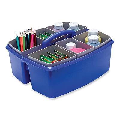 Storex Large Caddy with Sorting Cups, Blue, 2/Carton (STX00985U02C)
