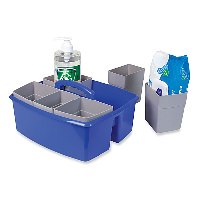 Storex Large Caddy with Sorting Cups, Blue, 2/Carton (STX00985U02C)