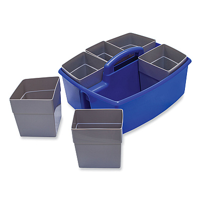 Storex Large Caddy with Sorting Cups, Blue, 2/Carton (STX00985U02C)