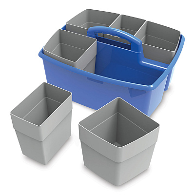 Storex Large Caddy with Sorting Cups, Blue, 2/Carton (STX00985U02C)