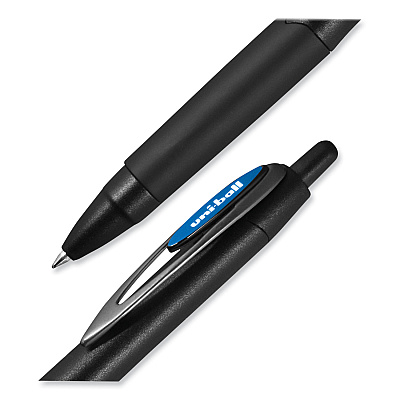 uniball 207 Plus+ Gel Pen, Retractable, Medium 0.7 mm, Blue Ink, Black Barrel, 4/Pack (UBC70457)