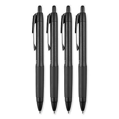 uniball 207 Plus+ Gel Pen, Retractable, Medium 0.7 mm, Blue Ink, Black Barrel, 4/Pack (UBC70457)