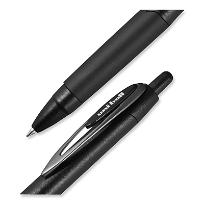 uniball 207 Plus+ Gel Pen, Retractable, Medium 0.7 mm, Black Ink, Black Barrel, 4/Pack (UBC70460)