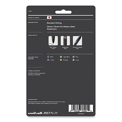 uniball 207 Plus+ Gel Pen, Retractable, Medium 0.7 mm, Assorted Inspirational Ink Colors, Black Barrel, 6/Pack (UBC70491)