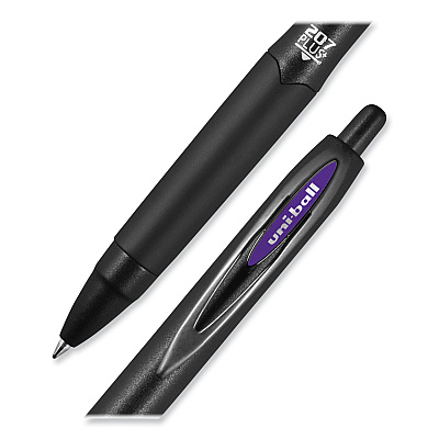 uniball 207 Plus+ Gel Pen, Retractable, Medium 0.7 mm, Assorted Inspirational Ink Colors, Black Barrel, 6/Pack (UBC70491)