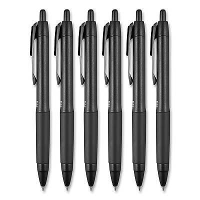 uniball 207 Plus+ Gel Pen, Retractable, Medium 0.7 mm, Assorted Inspirational Ink Colors, Black Barrel, 6/Pack (UBC70491)