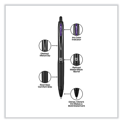 uniball 207 Plus+ Gel Pen, Retractable, Medium 0.7 mm, Assorted Inspirational Ink Colors, Black Barrel, 6/Pack (UBC70491)