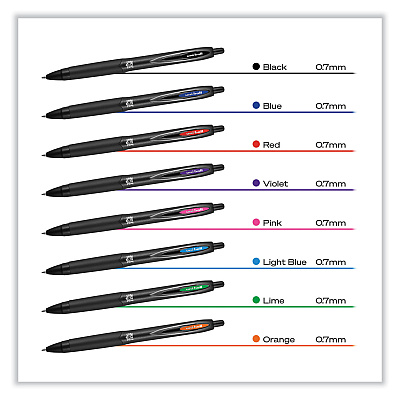 uniball 207 Plus+ Gel Pen, Retractable, Medium 0.7 mm, Assorted Inspirational Ink Colors, Black Barrel, 6/Pack (UBC70491)