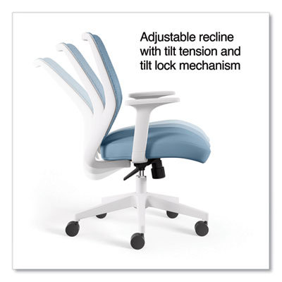 Union & Scale Essentials Mesh Back Fabric Task Chair with Arms, Supports Up to 275 lb, Seafoam Fabric Seat/Mesh Back, White Base (UOS60409)