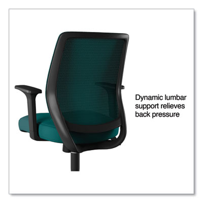 Union & Scale Essentials Mesh Back Fabric Task Chair with Arms, Supports Up to 275 lb, Teal Fabric Seat/Mesh Back, Black Base (UOS60410)