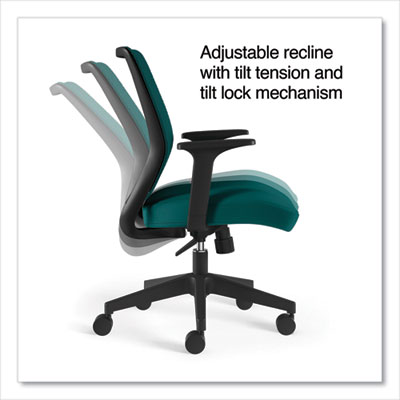 Union & Scale Essentials Mesh Back Fabric Task Chair with Arms, Supports Up to 275 lb, Teal Fabric Seat/Mesh Back, Black Base (UOS60410)