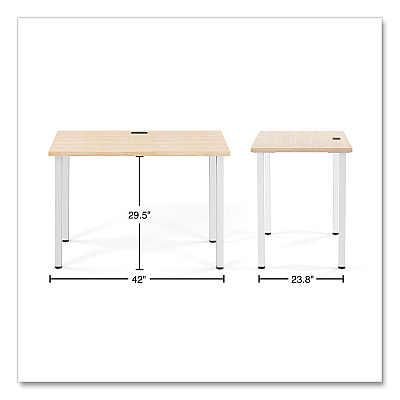 Union & Scale Essentials Writing Table-Desk, 42" x 23.82" x 29.53", Natural Wood/Silver (UOS60411CC)
