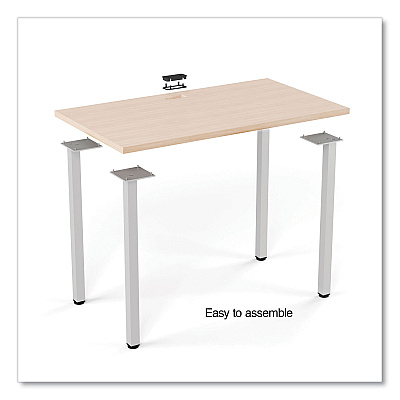 Union & Scale Essentials Writing Table-Desk, 42" x 23.82" x 29.53", Natural Wood/Silver (UOS60411CC)