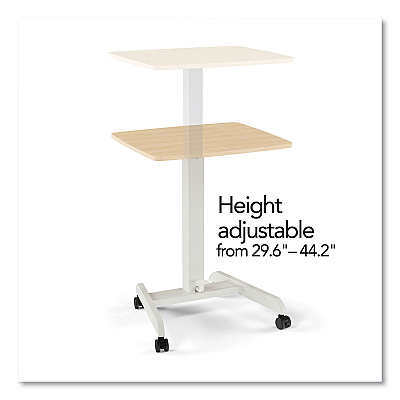 Union & Scale Essentials Sit-Stand Single-Column Mobile Workstation, 23.6" x 20.5" x 29.6" to 44.2", Natural Wood/Light Gray (UOS60413CC)