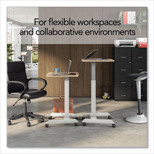 Union & Scale Essentials Sit-Stand Single-Column Mobile Workstation, 23.6" x 20.5" x 29.6" to 44.2", Natural Wood/Light Gray (60413CC)
