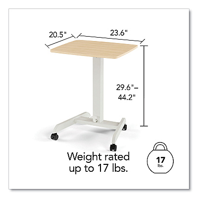 Union & Scale Essentials Sit-Stand Single-Column Mobile Workstation, 23.6" x 20.5" x 29.6" to 44.2", Natural Wood/Light Gray (UOS60413CC)