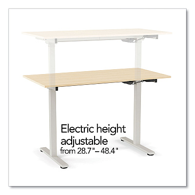 Union & Scale Essentials Electric Sit-Stand Two-Column Workstation, 47.2" x 23.6" x 28.7" to 48.4", Natural Wood/Light Gray (UN60415)
