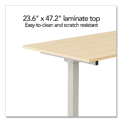 Union & Scale Essentials Electric Sit-Stand Two-Column Workstation, 47.2" x 23.6" x 28.7" to 48.4", Natural Wood/Light Gray (UN60415)