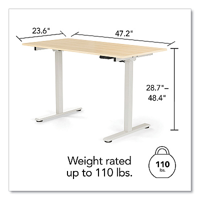 Union & Scale Essentials Electric Sit-Stand Two-Column Workstation, 47.2" x 23.6" x 28.7" to 48.4", Natural Wood/Light Gray (UN60415)