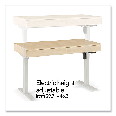 Union & Scale Essentials Deluxe Electric Sit-Stand 2-Column Workstation, 2 Desk Drawers, 47.2" x 23.6" x 29.7 to" 46.3", Natural/Light Gray (UOS60416CC)