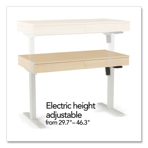Union & Scale Essentials Deluxe Electric Sit-Stand 2-Column Workstation, 2 Desk Drawers, 47.2" x 23.6" x 29.7 to" 46.3", Natural/Light Gray (60416CC)